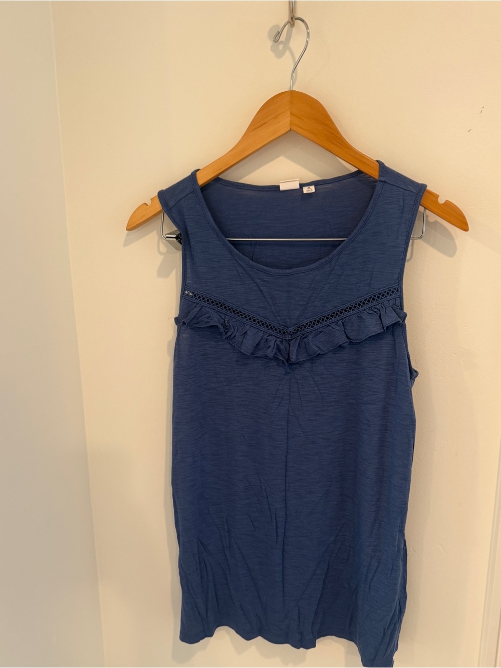 GAP Slate Blue Ruffle Front Sleeveless Tank